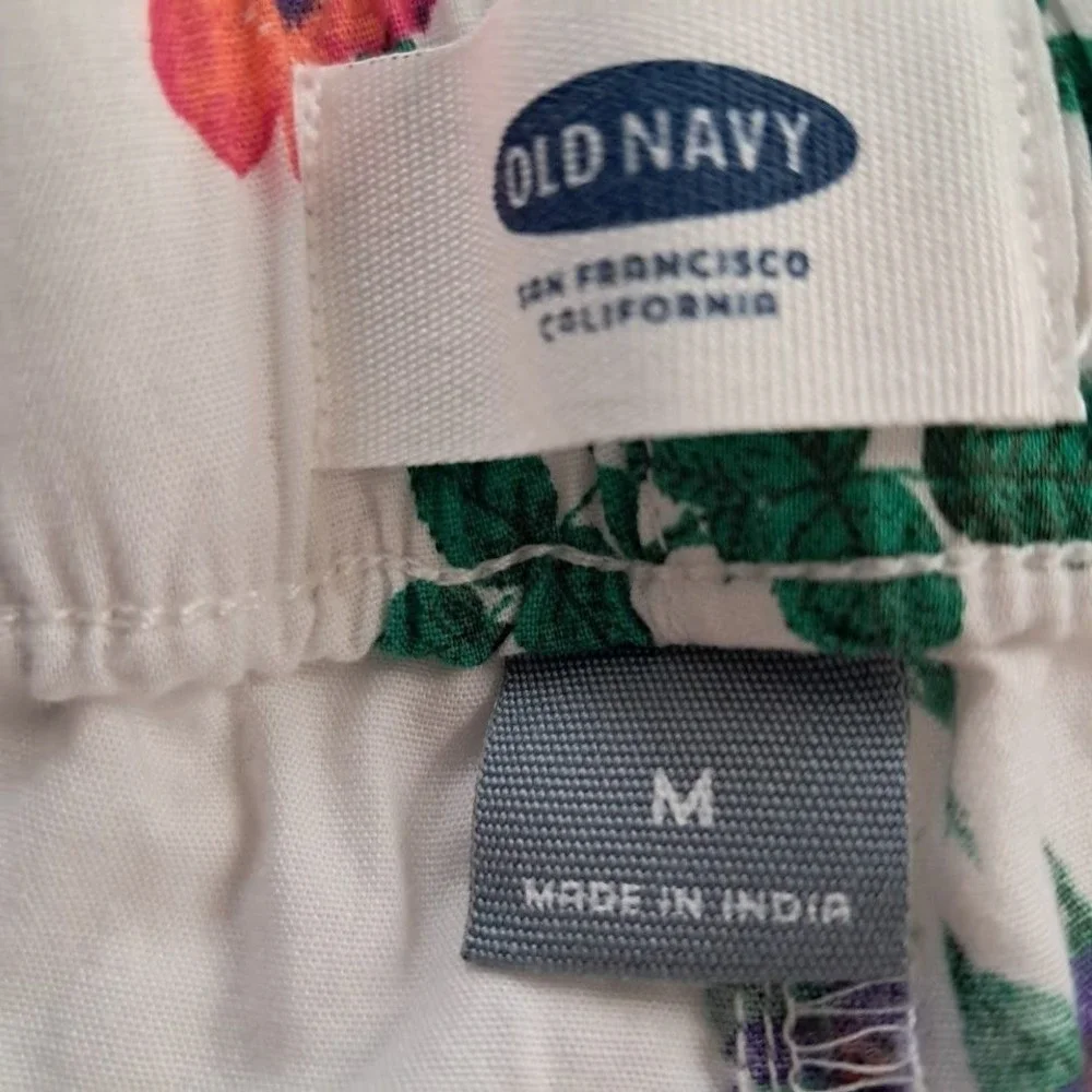 Old Navy M High Waisted Floral Poplin Pajama Pants Loungewear Drawstring Waist